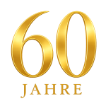 Goldene "60 Jahre" auf dunklem Hintergrund, feierlich und elegant, symbolisiert ein Jubiläum.
